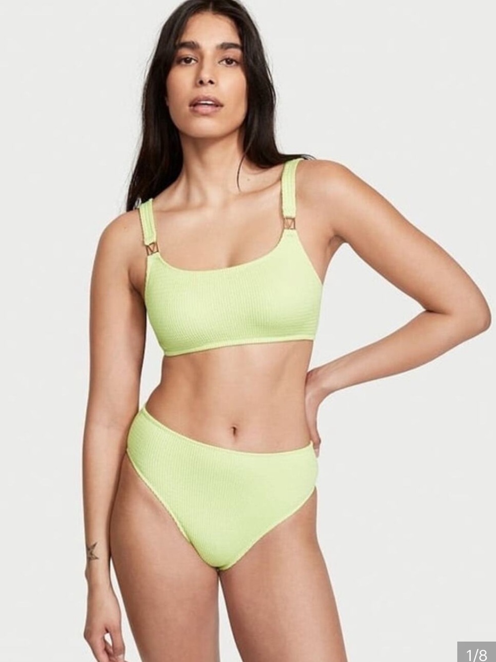 Victoria's Secret Neon Lime Ribbed Scoop Bikini Set